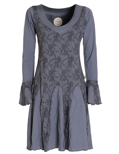 Vishes - Alternative Bekleidung - Damen Langarm Longshirt-Kleid Sweatkleid Shirt-Kleid Tunika-Kleid grau 42-44 von Vishes
