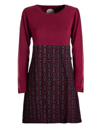 Vishes - Alternative Bekleidung - Damen Langarm Longshirt-Kleid Sweatkleid Tunika-Kleid Shirt-Kleid dunkelrot 40-42 von Vishes