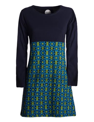 Vishes - Alternative Bekleidung - Damen Langarm Longshirt-Kleid Sweatkleid Tunika-Kleid Shirt-Kleid schwarz türkis 38 von Vishes