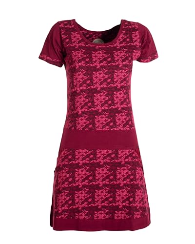 Vishes - Alternative Bekleidung - Damen Longshirt-Kleid Kurzarm Mini-Kleid Tunika-Kleid T-Shirtkleid Dunkelrot 40 von Vishes