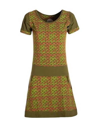 Vishes - Alternative Bekleidung - Damen Longshirt-Kleid Kurzarm Mini-Kleid Tunika-Kleid T-Shirtkleid Olive 38 von Vishes