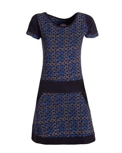 Vishes - Alternative Bekleidung - Damen Longshirt-Kleid Kurzarm Mini-Kleid Tunika-Kleid T-Shirtkleid Schwarz-Blau 42 von Vishes