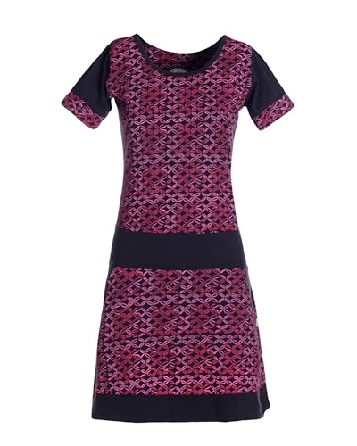 Vishes - Alternative Bekleidung - Damen Longshirt-Kleid Kurzarm Mini-Kleid Tunika-Kleid T-Shirtkleid Schwarz-Dunkelrot 34 von Vishes