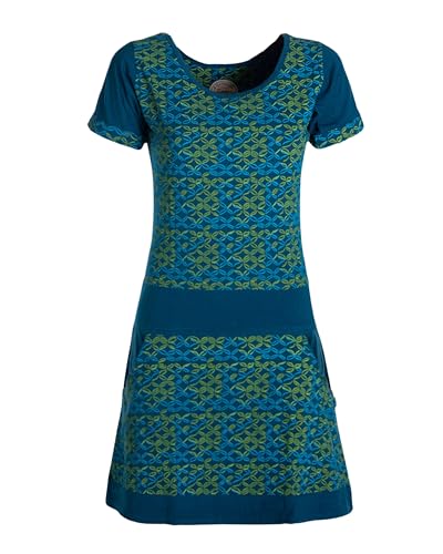 Vishes - Alternative Bekleidung - Damen Longshirt-Kleid Kurzarm Mini-Kleid Tunika-Kleid T-Shirtkleid Türkis 36 von Vishes