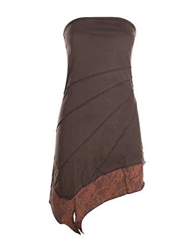 Vishes - Alternative Bekleidung - Damen Mini Bandeau Kleid Sommerkleid Patchworkkleid braun 38 von Vishes