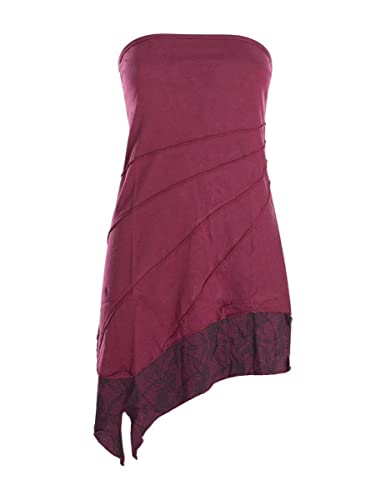 Vishes - Alternative Bekleidung - Damen Mini Bandeau Kleid Sommerkleid Patchworkkleid dunkelrot 40 von Vishes