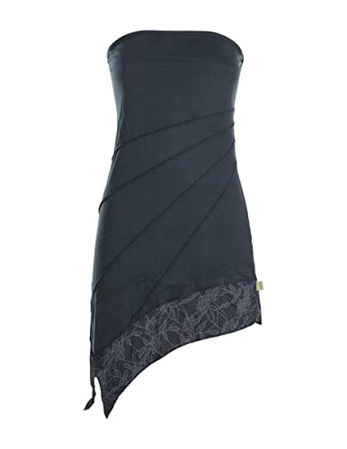 Vishes - Alternative Bekleidung - Damen Mini Bandeau Kleid Sommerkleid Patchworkkleid schwarz 34 von Vishes