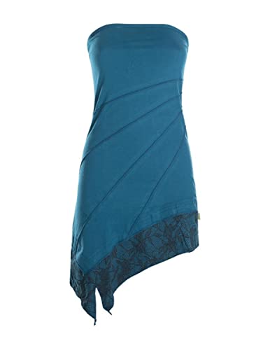 Vishes - Alternative Bekleidung - Damen Mini Bandeau Kleid Sommerkleid Patchworkkleid türkis 36 von Vishes