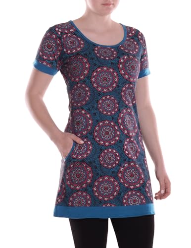 Vishes Alternative Bekleidung - Damen Mini-Kleid Baumwolle geometrisch Rundhalsausschnitt mit Taschen schwarz 38 von Vishes