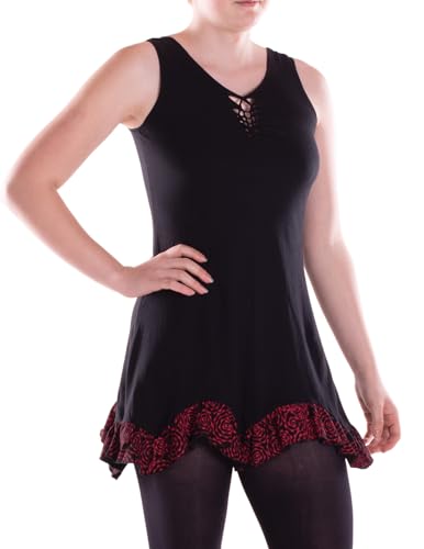 Vishes Alternative Bekleidung - Damen Mini Kleid Tunika Baumwolle Cutwork-Lagenlook schwarz 48 Vishes Alternative Bekleidung - Damen Mini Kleid Tunika Baumwolle Cutwork-Lagenlook schwarz 48 von Vishes
