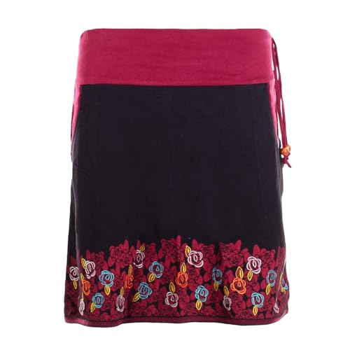 Vishes Alternative Bekleidung - Damen Mini-Rock 100% Baumwolle Blumen-Muster extra breiter Bund mit Kordel-Zug und Taschen mit Stickerei schwarz 38 Vishes Alternative Bekleidung - Damen Mini-Rock 100% Baumwolle Blumen-Muster extra breiter Bund mit Kordel-Zug und Taschen mit Stickerei schwarz 38 von Vishes