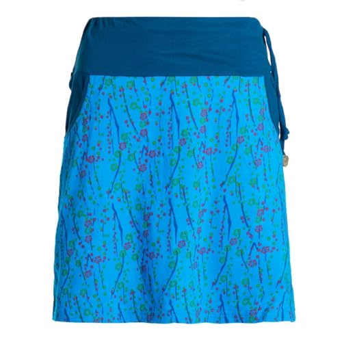 Vishes Alternative Bekleidung - Damen Mini-Rock Baumwolle Blumen-Muster Kordelzug-Bund mit Taschen blau 34 von Vishes