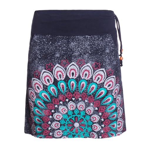 Vishes Alternative Bekleidung - Damen Mini-Rock Baumwolle Blumen-Muster extra breiter Bund mit Kordel-Zug und Taschen schwarz 40 Vishes Alternative Bekleidung - Damen Mini-Rock Baumwolle Blumen-Muster extra breiter Bund mit Kordel-Zug und Taschen schwarz 40 von Vishes