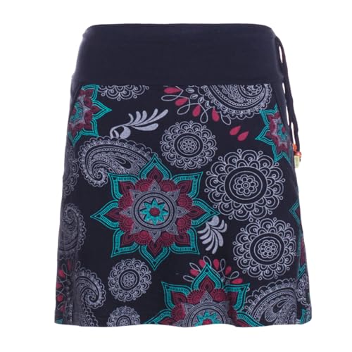 Vishes Alternative Bekleidung - Damen Mini-Rock Baumwolle Blumen-Muster extra breiter Bund mit Kordel-Zug und Taschen schwarz 42 Vishes Alternative Bekleidung - Damen Mini-Rock Baumwolle Blumen-Muster extra breiter Bund mit Kordel-Zug und Taschen schwarz 42 von Vishes