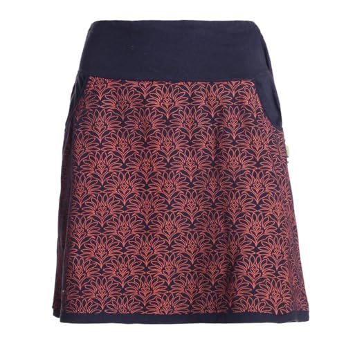 Vishes Alternative Bekleidung - Damen Mini-Rock Baumwolle Blumen-Muster extra breiter Bund mit Kordel-Zug und Taschen schwarz-orange 44 von Vishes