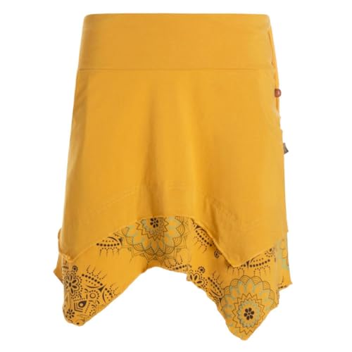 Vishes Alternative Bekleidung - Damen Mini-Rock Baumwolle Mandala-Druck extra breiter Bund mit Kordel-Zug und Taschen gelb 38 Vishes Alternative Bekleidung - Damen Mini-Rock Baumwolle Mandala-Druck extra breiter Bund mit Kordel-Zug und Taschen gelb 38 von Vishes