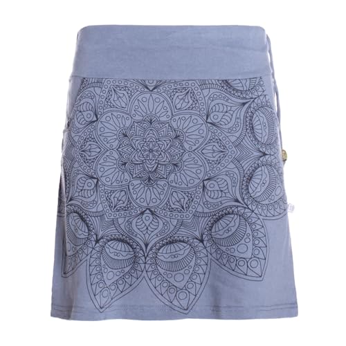 Vishes Alternative Bekleidung - Damen Mini-Rock Baumwolle Mandala-Muster extra breiter Bund mit Kordel-Zug und Taschen grau 38 Vishes Alternative Bekleidung - Damen Mini-Rock Baumwolle Mandala-Muster extra breiter Bund mit Kordel-Zug und Taschen grau 38 von Vishes