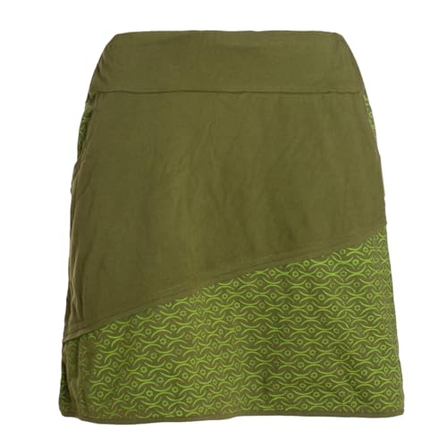 Vishes Alternative Bekleidung - Damen Mini-Rock Baumwolle minimalistisch elastischer Bund mit Taschen Olive 38-40 von Vishes