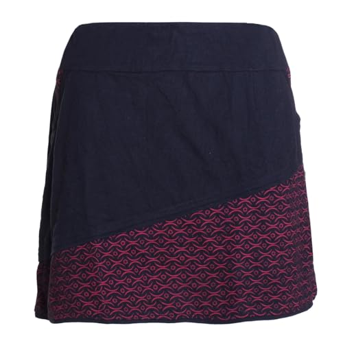 Vishes Alternative Bekleidung - Damen Mini-Rock Baumwolle minimalistisch elastischer Bund mit Taschen schwarz-dunkelrot 48 von Vishes