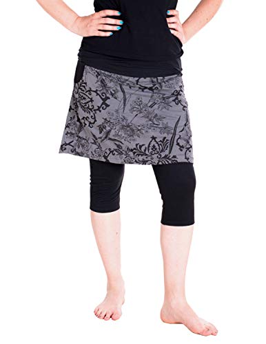 Vishes - Alternative Bekleidung - Damen Mini Rock mit kurzer Hose drunter Schwarz-Grau 40 von Vishes