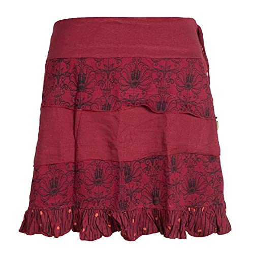 Vishes - Alternative Bekleidung - Damen Patch-Work Rüschen-Rock - Breiter Dehnbarer Bund und Taschen dunkelrot 36 von Vishes