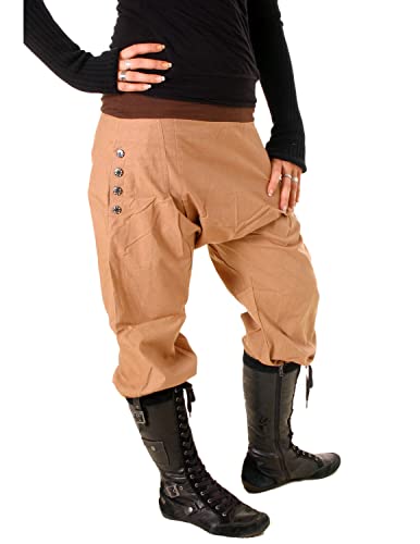 Vishes - Alternative Bekleidung - Damen Pumphose Baumwollhose Taschen dekorative Geschnitzte Knöpfe Beige 38 von Vishes
