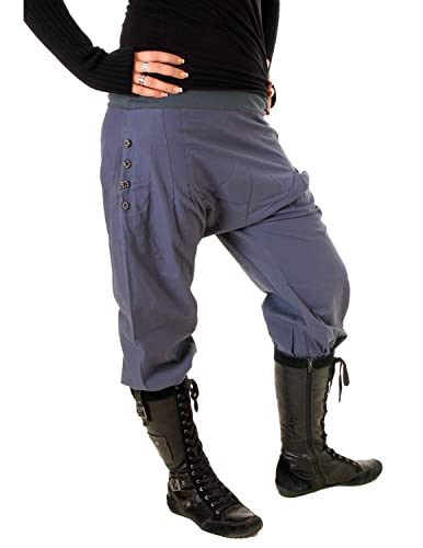 Vishes - Alternative Bekleidung - Damen Pumphose Baumwollhose Taschen dekorative Geschnitzte Knöpfe Blaugrau 46-48 von Vishes