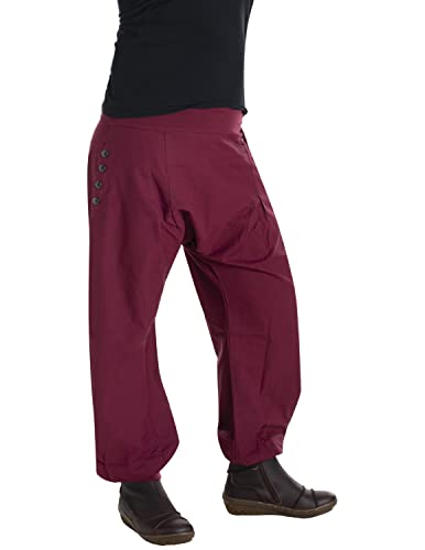 Vishes - Alternative Bekleidung - Damen Pumphose Baumwollhose Taschen dekorative Geschnitzte Knöpfe Dunkelrot 38 von Vishes