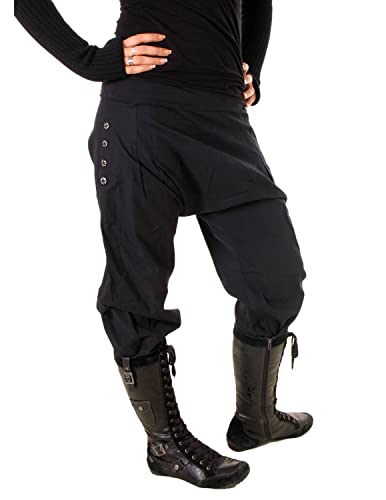 Vishes - Alternative Bekleidung - Damen Pumphose Baumwollhose Taschen dekorative Geschnitzte Knöpfe Schwarz 44 von Vishes