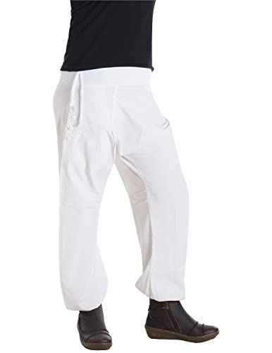 Vishes - Alternative Bekleidung - Damen Pumphose Baumwollhose Taschen dekorative Geschnitzte Knöpfe Weiß 46 von Vishes