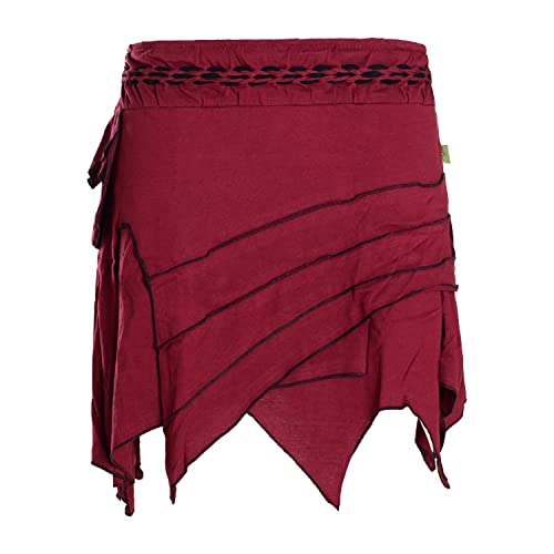 Vishes - Alternative Bekleidung - Damen Rock Goa Zipfelrock Elfenrock Patchwork Asymmetrisch Tasche dunkelrot 40 von Vishes