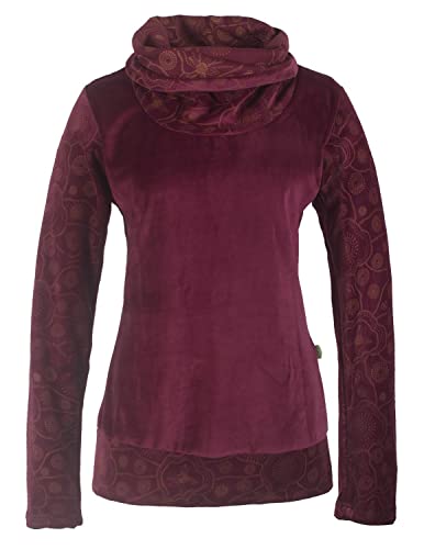 Vishes - Alternative Bekleidung - Damen Rollkragen Samtpullover Sweater aus Baumwolle Bedruckt dunkelrot 36 von Vishes