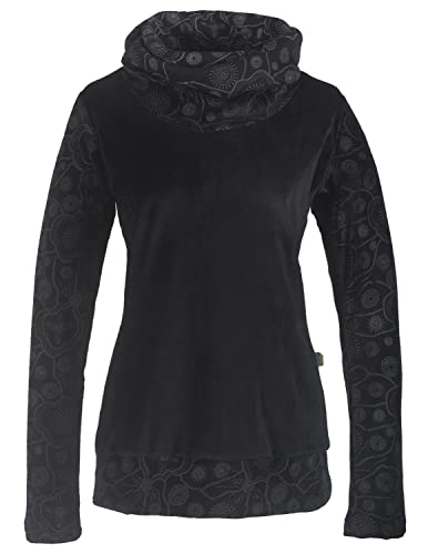 Vishes - Alternative Bekleidung - Damen Rollkragen Samtpullover Sweater aus Baumwolle Bedruckt schwarz 42 von Vishes