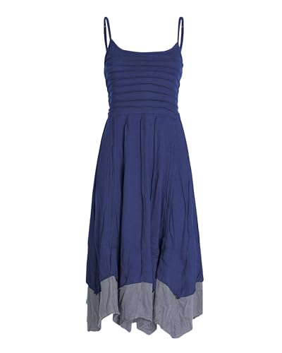 Vishes Damen Sommerkleid mit Spaghettiträgern in Dunkelblau I Größe L (40-42) I 100% Baumwolle I Träger-Kleid I Ideal für Frühjahr & Sommer I Nachhaltige Alternative Bekleidung von Vishes