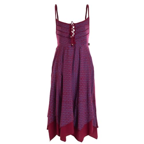 Vishes Damen Sommerkleid in Dunkelrot mit Spaghettiträgern I Größe XL (42) I 100% Baumwolle I Stylisches Sommerkleid für Freizeit & Alltag I Nachhaltige Alternative Bekleidung von Vishes
