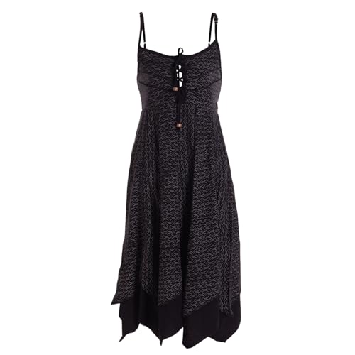 Vishes Damen Sommerkleid in Schwarz mit Spaghettiträgern I Größe 3XL (46) I 100% Baumwolle I Stylisches Sommerkleid für Freizeit & Alltag I Nachhaltige Alternative Bekleidung von Vishes