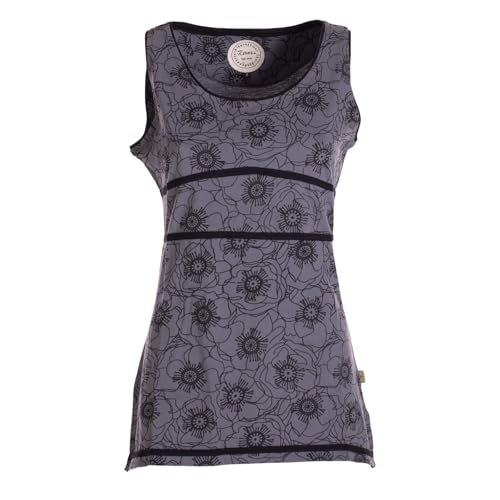 Vishes - Alternative Bekleidung - Damen Sommer-Top Tank-Top Blümchen T-Shirt ärmellos grau 34-36 von Vishes
