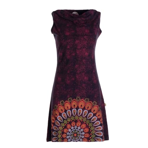 Vishes ärmelloses Damen-Kleid mit Mandala in Dunkelrot I Größe 2XL (44) I Handgefertigt aus 100% Baumwolle I T-Shirt Kleid I Ideal für Frühjahr & Sommer I Nachhaltige Alternative Bekleidung von Vishes