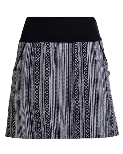 Vishes Damen Minirock Ethno-Style in Schwarz I Größe 2XL (42-44) I Bequem & modisch für Alltag & Freizeit I 100% Baumwolle I Für warme & kalte Monate I Nachhaltige Alternative Bekleidung von Vishes