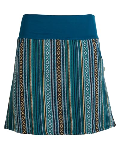 Vishes Damen Minirock Ethno-Style in Türkis I Größe S (36) I Bequem & modisch für Alltag & Freizeit I 100% Baumwolle I Für warme & kalte Monate I Nachhaltige Alternative Bekleidung von Vishes