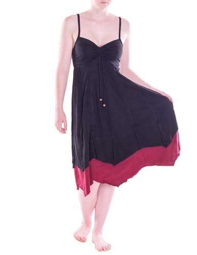 Vishes Alternative Bekleidung - Damen Wadenlang Kleid Baumwolle Fantasie Ärmellos A-Linie Rückenfrei schwarz-dunkelrot 48 Vishes Alternative Bekleidung - Damen Wadenlang Kleid Baumwolle Fantasie Ärmellos A-Linie Rückenfrei schwarz-dunkelrot 48 von Vishes