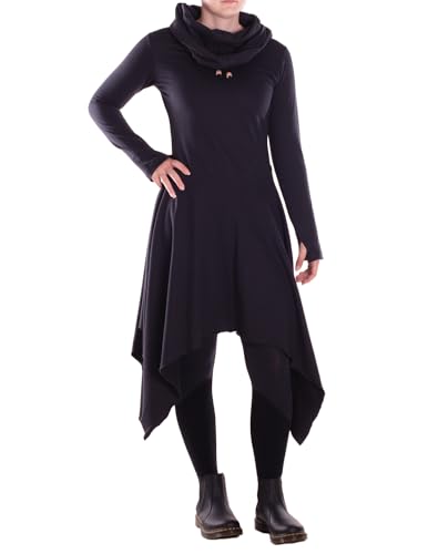 Vishes Alternative Bekleidung - Damen Wadenlang Kleid Baumwolle Fantasie Schalkragen mit Taschen schwarz 38 Vishes Alternative Bekleidung - Damen Wadenlang Kleid Baumwolle Fantasie Schalkragen mit Taschen schwarz 38 von Vishes