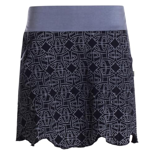Vishes Alternative Bekleidung - Damen asymmetrischer Mini-Rock 100% Baumwolle geometrisches Muster elastischer Bund mit Taschen schwarz 40 von Vishes