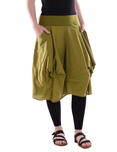 Vishes Alternative Bekleidung - Damen knielanger Rock 100% Baumwolle Vintage mit Taschen Olive 44 Vishes Alternative Bekleidung - Damen knielanger Rock 100% Baumwolle Vintage mit Taschen Olive 44 von Vishes