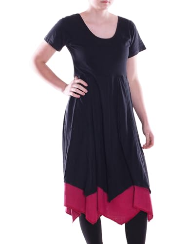 Vishes Alternative Bekleidung - Damen knielanges Kleid Baumwolle Patchwork asymmetrisch hoher Bund schwarz 48 Vishes Alternative Bekleidung - Damen knielanges Kleid Baumwolle Patchwork asymmetrisch hoher Bund schwarz 48 von Vishes