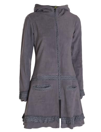 Vishes - Alternative Bekleidung - Damen lange Fleecejacke Fleecemantel Übergangsjacke ECO-Fleece grau 36 von Vishes