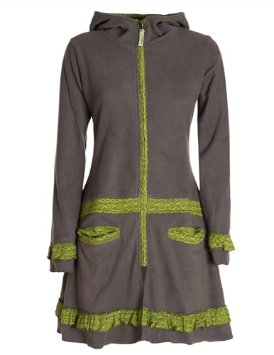 Vishes - Alternative Bekleidung - Damen lange Fleecejacke Fleecemantel Übergangsjacke ECO-Fleece olive 36 von Vishes