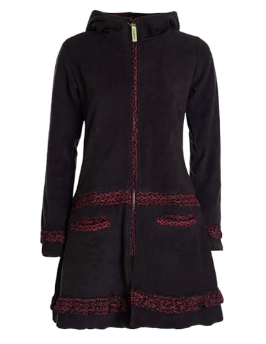 Vishes - Alternative Bekleidung - Damen lange Fleecejacke Fleecemantel Übergangsjacke ECO-Fleece schwarz 42-44 von Vishes