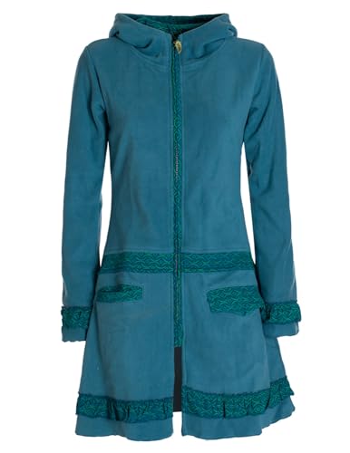 Vishes - Alternative Bekleidung - Damen lange Fleecejacke Fleecemantel Übergangsjacke ECO-Fleece türkis 36 von Vishes