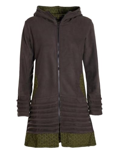 Vishes - Alternative Bekleidung - Damen lange Fleecejacke Hippiemantel Übergangsjacke Zipfelkapuze olive 36 von Vishes